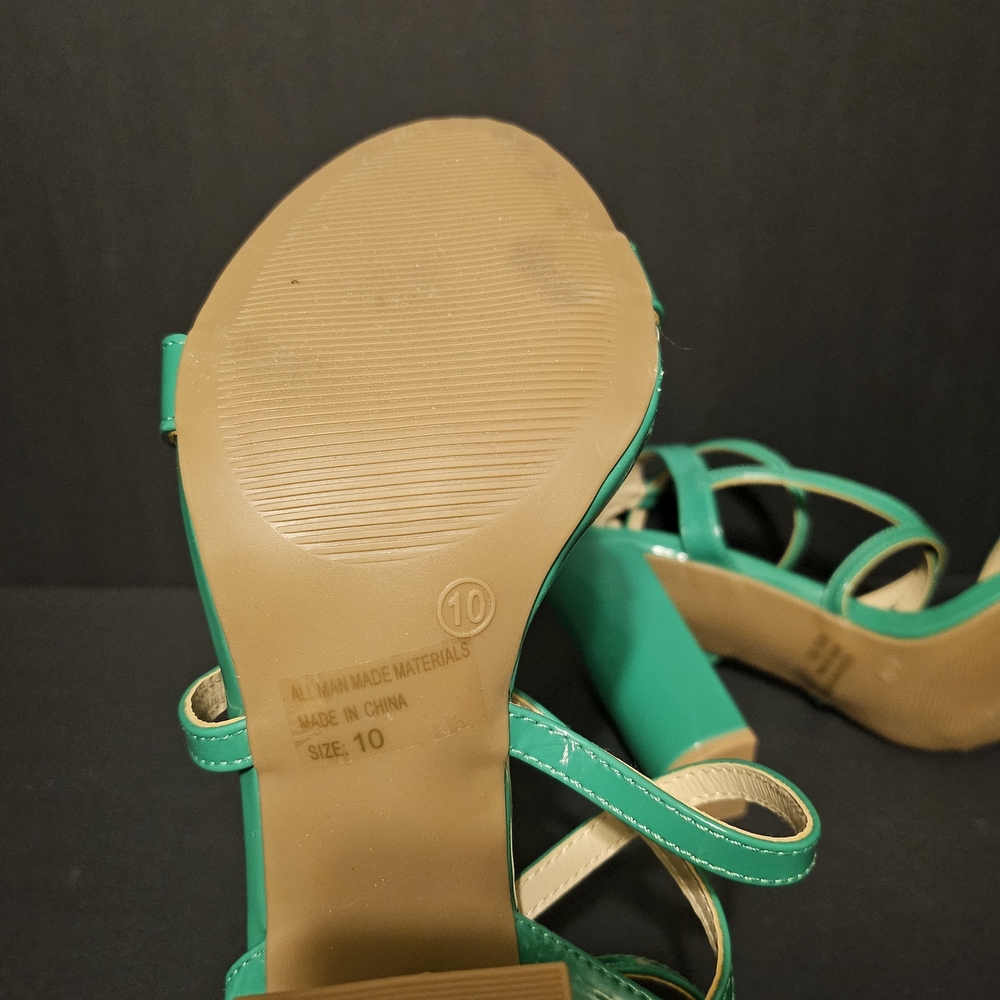 Fashion Nova Green Strappy Heels - Picture 7 of 9